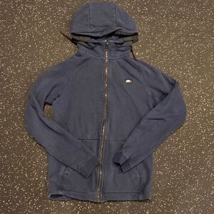 Youth small Nike Fleece Zip Up Embroidered Emblem Dark Blue Cotton